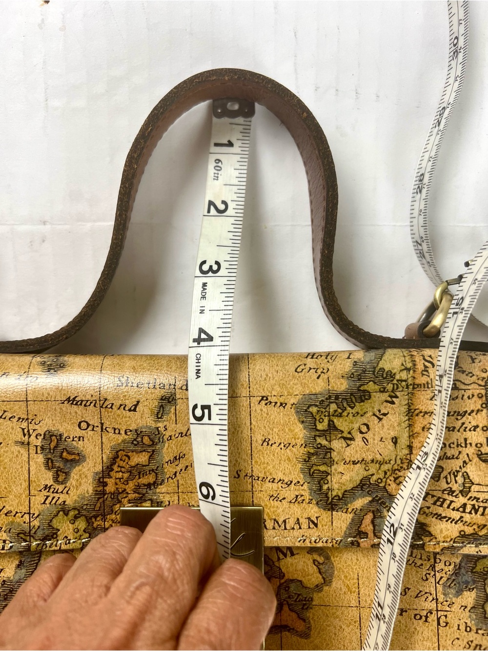 Patricia Nash Signature Map Collection Leather Satchel-Crossbody - Picture 13 of 15